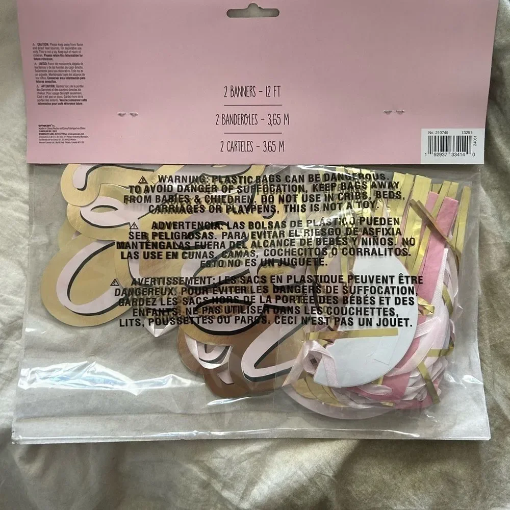 Last Fling Before the Ring Banner - Pink and Gold